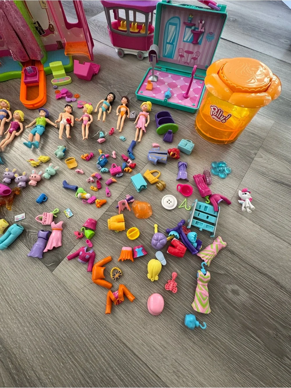 Large collection of vintage Polly Pocket dolls and Accessories